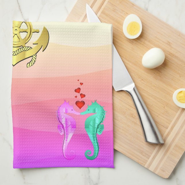 Vattenbad/rosa/kyssande sjöar/hjärtbad kökshandduk (Vikt i Fjärdedel)