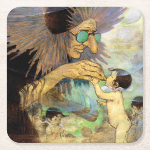 Vattenbarn och Älva, Jessie Willcox Smith Underlägg Papper Kvadrat