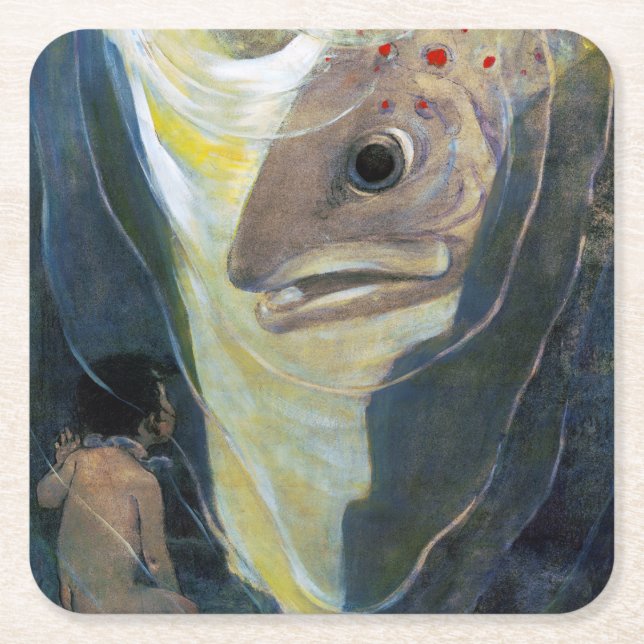 Vattenbarn och fisk, Jessie Willcox Smith Underlägg Papper Kvadrat (Framsidan)