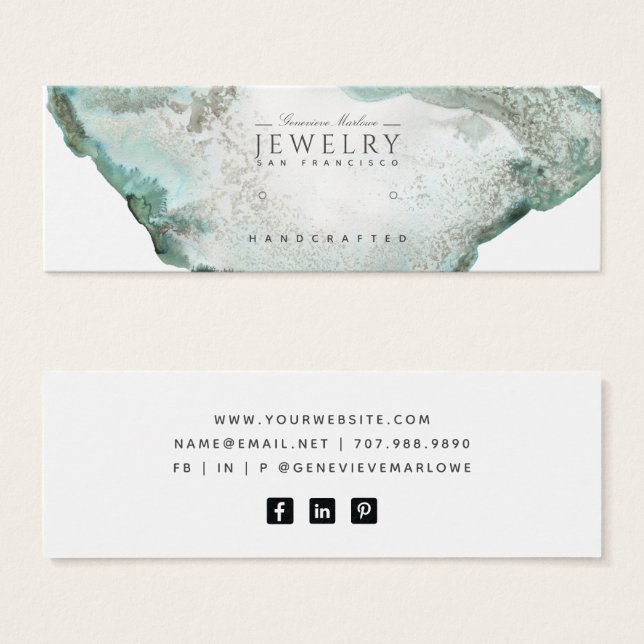 Vattenblåagat marble Stud Earring Visning Card Litet Visitkort (Framsida & baksida)