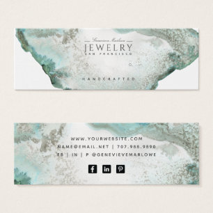 Vattenblåagat marble Stud Earring Visning Card Litet Visitkort