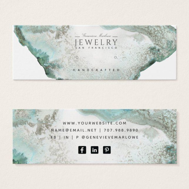 Vattenblåagat marble Stud Earring Visning Card Litet Visitkort (Framsida & baksida)
