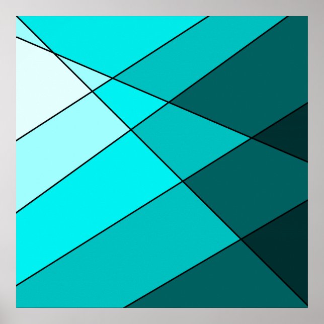 Vattenblåfärgad dekorativ teal poster (Framsidan)