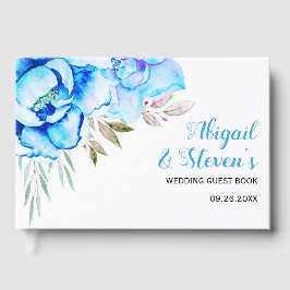 Vattenblåfärgblommor blommigt bröllop gästböcker