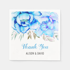 Vattenblåfärgblommor blommigt bröllop pappersservett