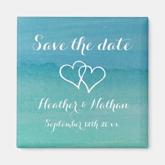 Vattenblåfärgsmagneter i bröllop spara datum magnet (Framsidan)