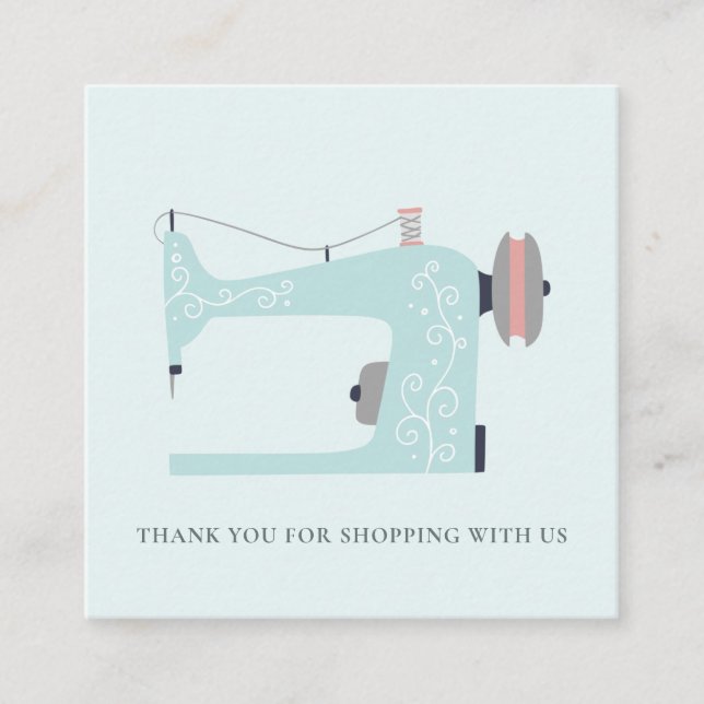 VATTENBLÅS ROSA SJÖVNING AV TACK I MASKIN FYRKANTIGT VISITKORT (Framsida)