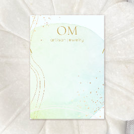 Vattenblått Abstrakt Vattenfärgsnaftäcke Visitkort