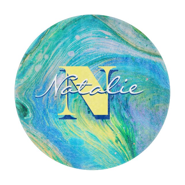 Vattenblått akrylflödeskonskärning (Framsidan)