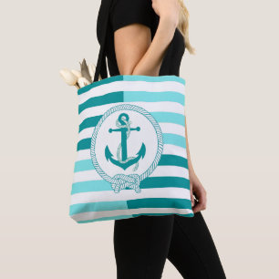 Vattenblått ankare (Nautical aqua blue frakt ancho Tygkasse