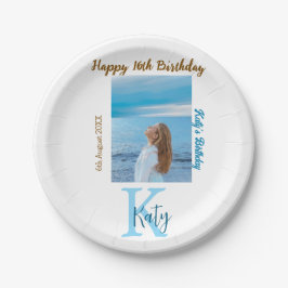 Vattenblått brunt lycklig 16-årsfoto namn