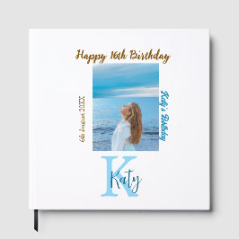 Vattenblått brunt lycklig 16-årsfoto namn gästböcker