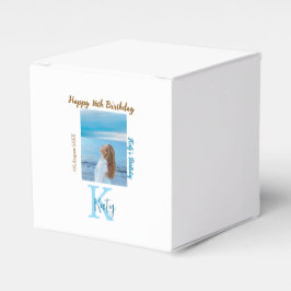 Vattenblått brunt lycklig 16-årsfoto namn presentaskar