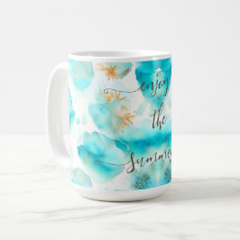 Vattenblått golden kaffemugg