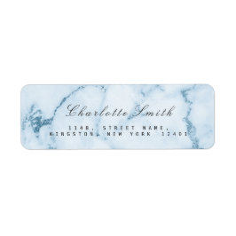 Vattenblått Grått Marble-Returetiketter Returadress Etikett