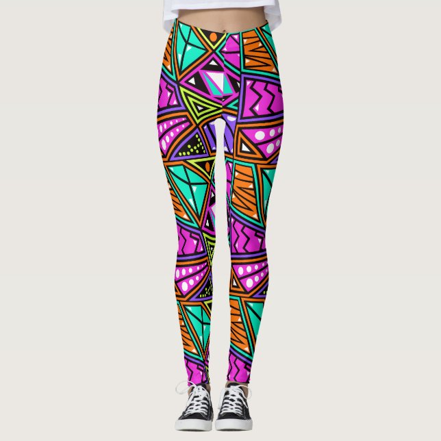 Vattenblått lila diamant multi-färg yoga leggage leggings (Framsida)