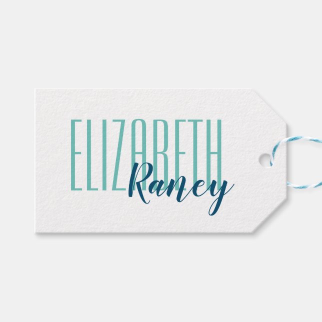 Vattenblått med enkel fetstil presentetikett (Framsidan (Horisontell))