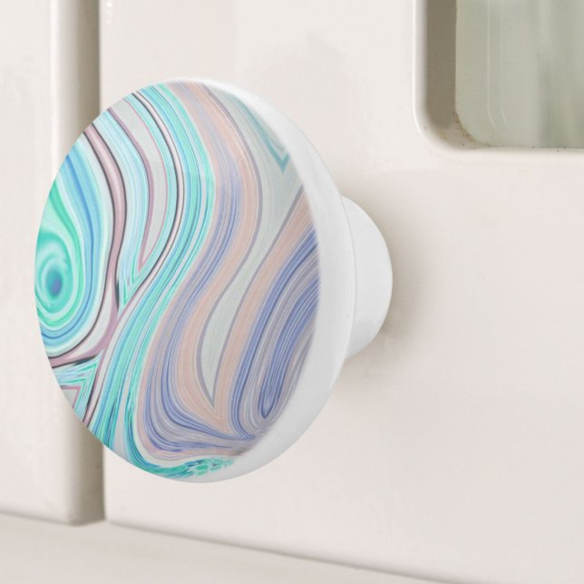 Vattenblått mint grönt lilax lila pastellregnbåge knopp (aqua blue mint green lilac purple pastel rainbow ceramic knob)