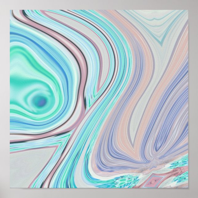 Vattenblått mint grönt lilax lila pastellregnbåge poster (Framsidan)
