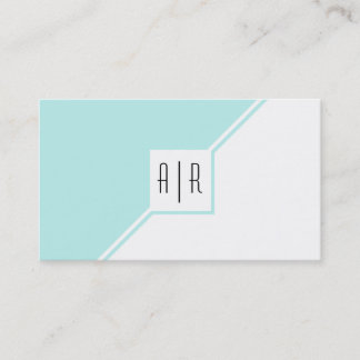 Vattenblått och vitt modernt monokulärt geometrisk visitkort