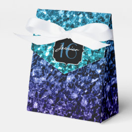 Vattenblått Ombre glitter sparkles Sweet 16 Presentaskar