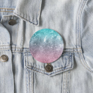 Vattenblått Rosa ombre sea galaxy abstrakt Knapp