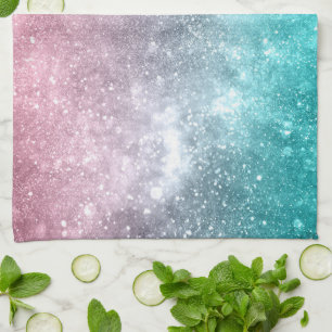 Vattenblått Rosa ombre sea galaxy abstrakt Kökshandduk