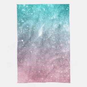 Vattenblått Rosa ombre sea galaxy abstrakt Kökshandduk