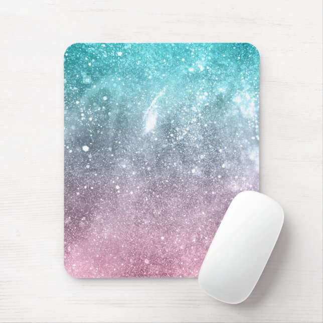 Vattenblått Rosa ombre sea galaxy abstrakt Musmatta (Med mus)