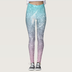 Vattenblått Rosa Sea galaxy abstrakt Leggings