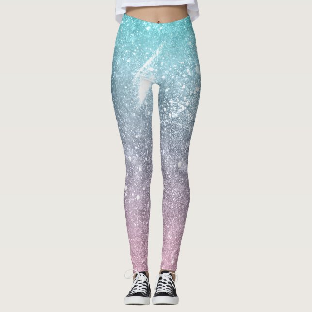 Vattenblått Rosa Sea galaxy abstrakt Leggings (Framsida)