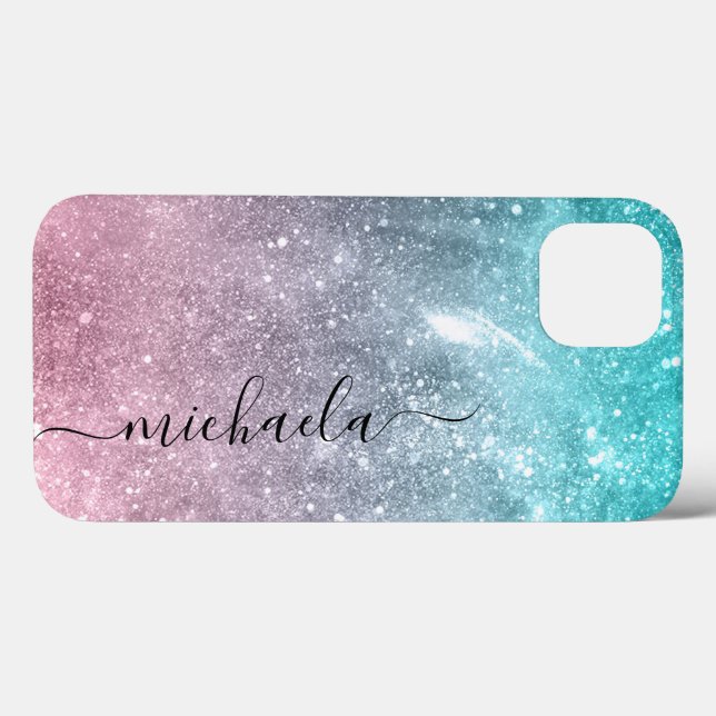 Vattenblått Rosa Sea galaxy abstrakt Monogram (Baksida (horisontell))
