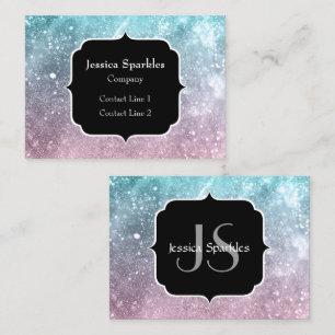 Vattenblått Rosa Sea galaxy abstrakt Monogram Visitkort