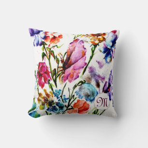 Vattenblommor med monogram kudde