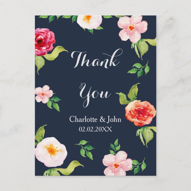 Vattenblommor och silver bröllop vykort (Framsida)