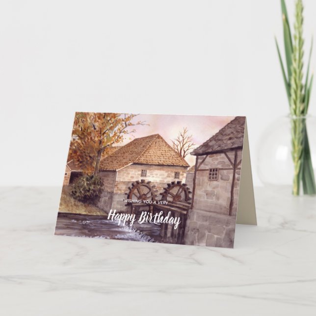 Vattenbruk Watercolor Painting by Farida Greenfiel Kort (Framsida)