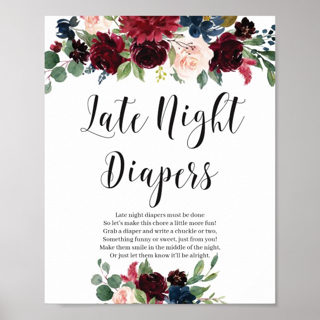 Vattenburgundens blommigt för sent på natten poster (Framsidan)