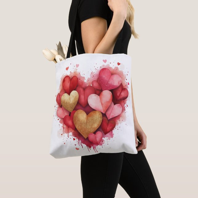 Vattencolor Alla hjärtans dag Heart Tygkasse (Närbild)