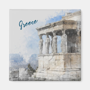 Vattencolor Ancient Ruins Magnet - Aten Grekland