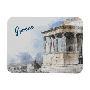 Vattencolor Ancient Sites ruins i Aten, Grekland Magnet