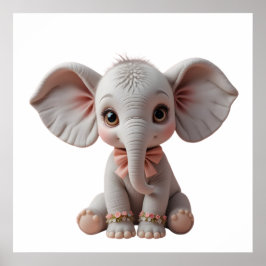 Vattencolor Baby Elephant - Cute Animal Nursery Poster