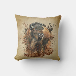 Vattencolor Bison Buffalo Animal Wildlife Natature Kudde