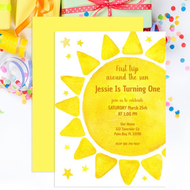 Vattencolor Boho 1:a födelsedagsnapkins - första R Inbjudningar (Skapare uppladdad)