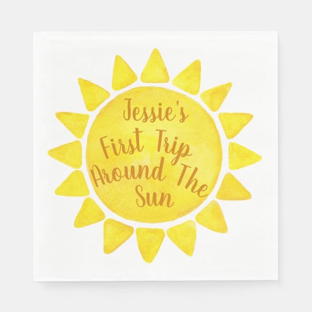 Vattencolor Boho 1:a födelsedagsnapkins - första R Pappersservett (Framsidan)