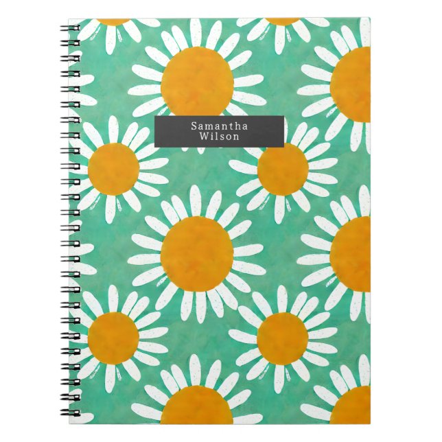 Vattencolor Boho Folk Art Inspired Daisys Anteckningsbok (Framsidan)