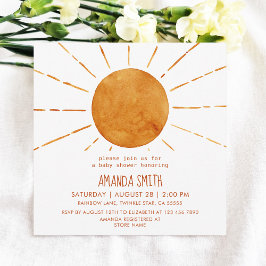 Vattencolor Boho Gult Sunshine Baby Shower Inbjudningar