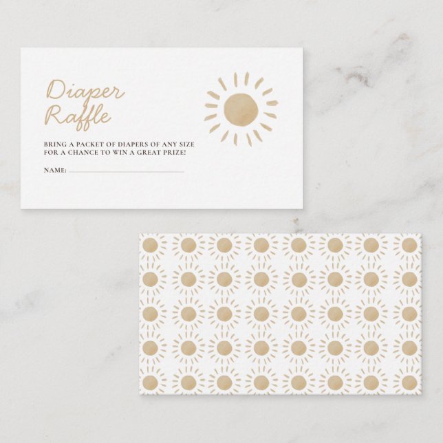 Vattencolor Boho Sol Baby Shower Diaper Raffle Tilläggskort (Fram/baksida)