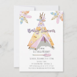 Vattencolor Boho Tribal Baby Shower Rustic Teepee Inbjudningar
