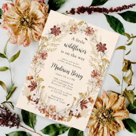 Vattencolor Boho WildblomBaby Shower Inbjudningar