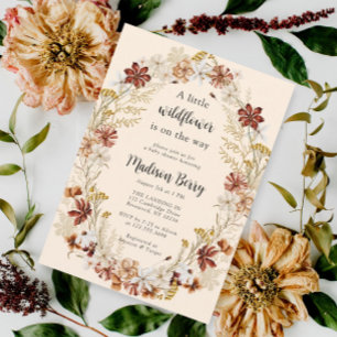 Vattencolor Boho WildblomBaby Shower Inbjudningar